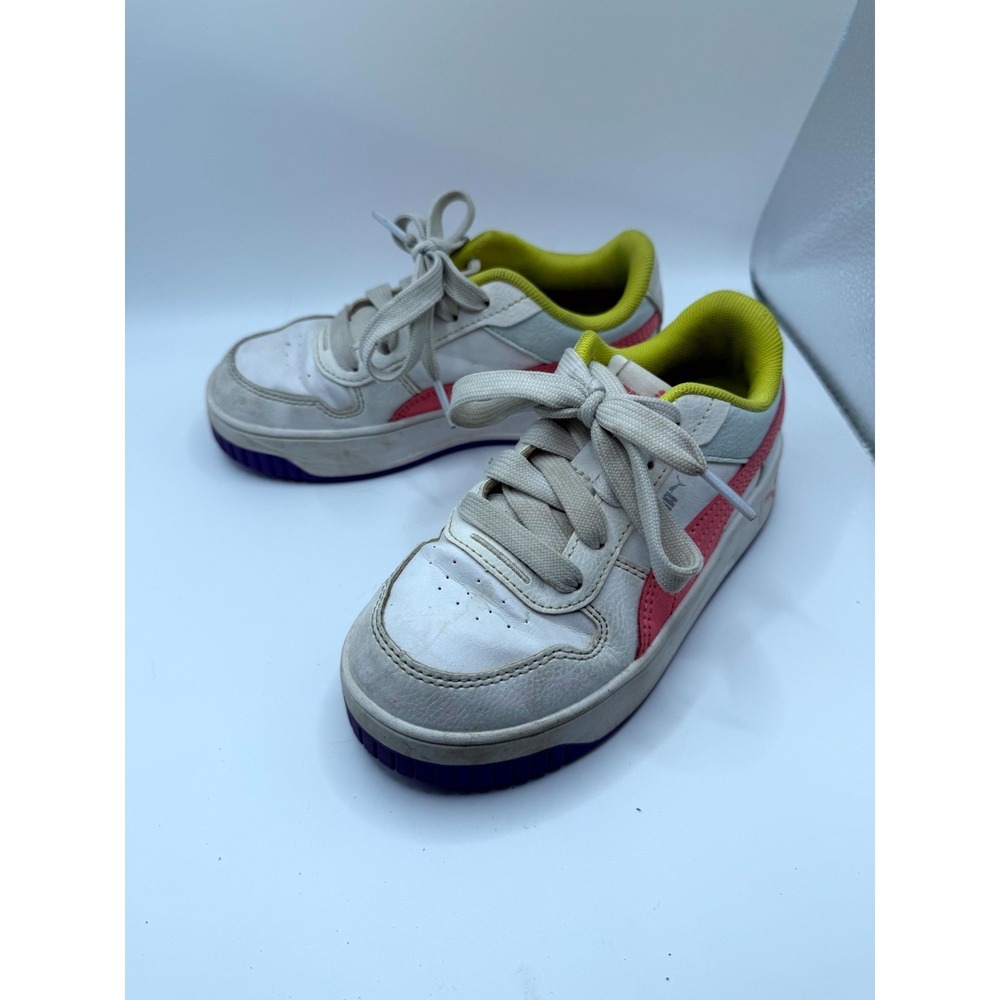 Puma Carina Street PS 393847-09 Girl 13 Sneaker White Passionfruit Leather Shoes